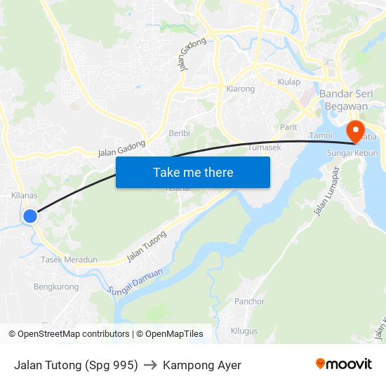 Jalan Tutong (Spg 995) to Kampong Ayer map