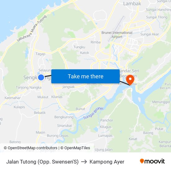 Jalan Tutong (Opp. Swensen'S) to Kampong Ayer map