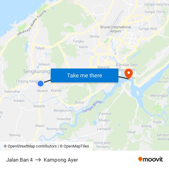 Jalan Ban 4 to Kampong Ayer map