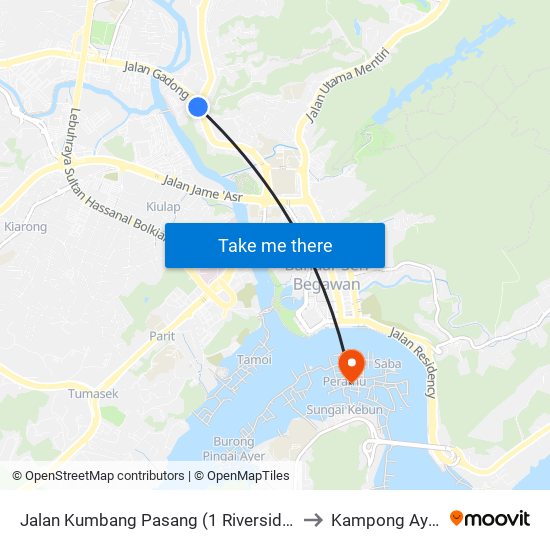 Jalan Kumbang Pasang (1 Riverside) to Kampong Ayer map