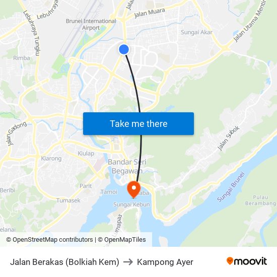 Jalan Berakas (Bolkiah Kem) to Kampong Ayer map