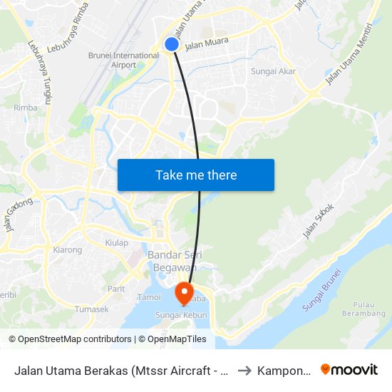 Jalan Utama Berakas (Mtssr Aircraft - Opp Sm Berakas) to Kampong Ayer map