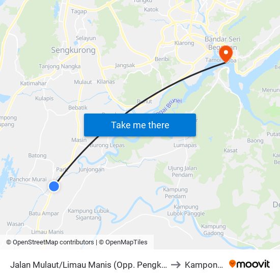 Jalan Mulaut/Limau Manis (Opp. Pengkalan Batu Mosque) to Kampong Ayer map