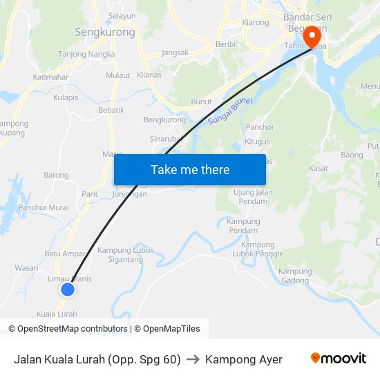 Jalan Kuala Lurah (Opp. Spg 60) to Kampong Ayer map