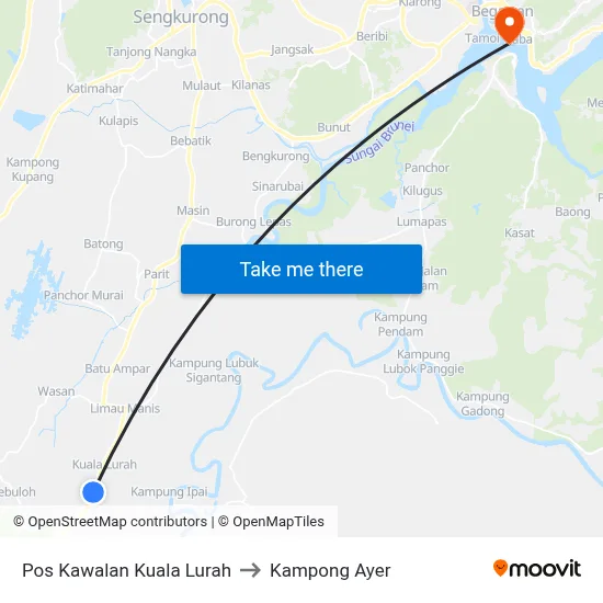 Pos Kawalan Kuala Lurah to Kampong Ayer map