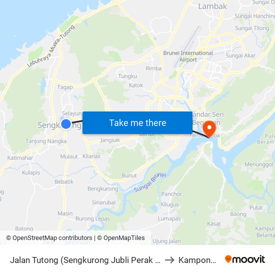 Jalan Tutong (Sengkurong Jubli Perak Health Centre) to Kampong Ayer map