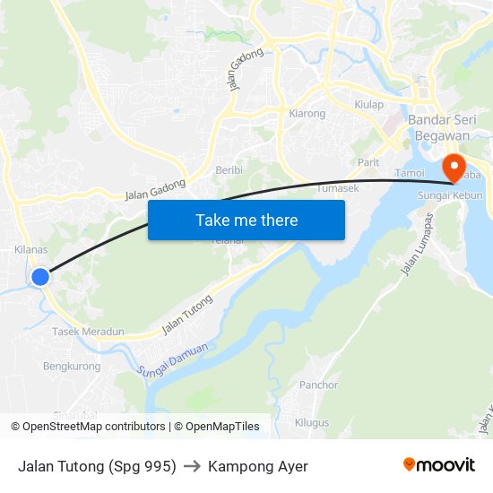 Jalan Tutong (Spg 995) to Kampong Ayer map