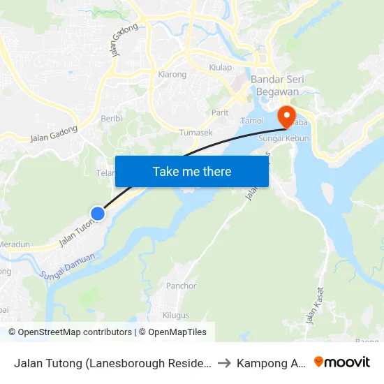 Jalan Tutong (Lanesborough Residence) to Kampong Ayer map