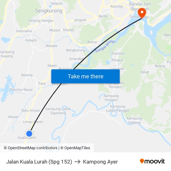 Jalan Kuala Lurah (Spg 152) to Kampong Ayer map