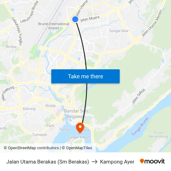 Jalan Utama Berakas (Sm Berakas) to Kampong Ayer map
