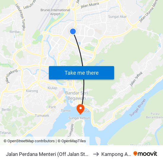 Jalan Perdana Menteri (Off Jalan Stadium) to Kampong Ayer map