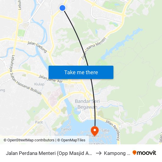 Jalan Perdana Menteri (Opp Masjid Ash-Saliheen) to Kampong Ayer map