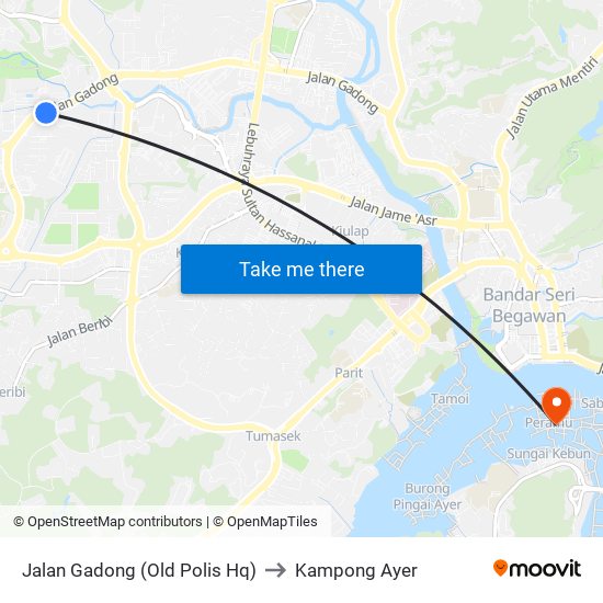 Jalan Gadong (Old Polis Hq) to Kampong Ayer map