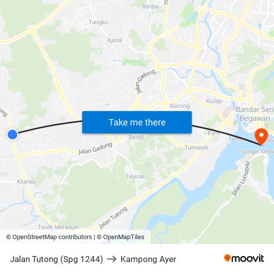 Jalan Tutong (Spg 1244) to Kampong Ayer map