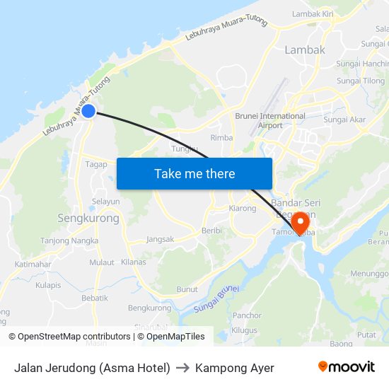 Jalan Jerudong (Asma Hotel) to Kampong Ayer map