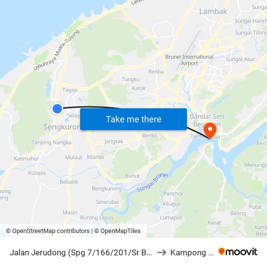 Jalan Jerudong (Spg 7/166/201/Sr Bakti Dewa) to Kampong Ayer map