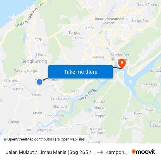 Jalan Mulaut / Limau Manis (Spg 265 / Opp. Sr Mulaut) to Kampong Ayer map