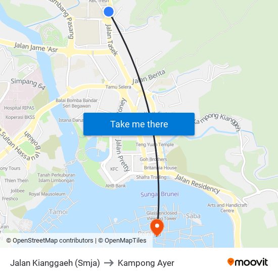 Jalan Kianggaeh (Smja) to Kampong Ayer map