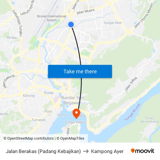 Jalan Berakas (Padang Kebajikan) to Kampong Ayer map