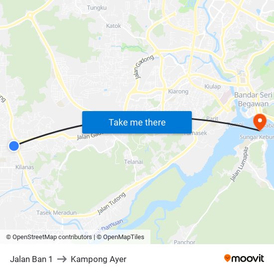 Jalan Ban 1 to Kampong Ayer map