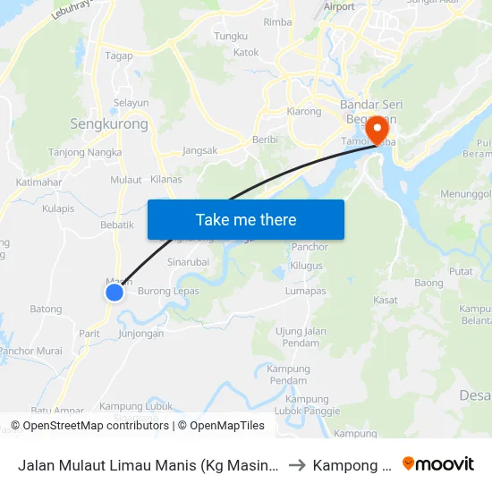 Jalan Mulaut Limau Manis (Kg Masin Spg 713) to Kampong Ayer map