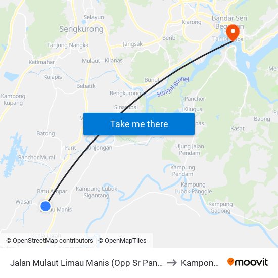 Jalan Mulaut Limau Manis (Opp Sr Panglima Berudin) to Kampong Ayer map