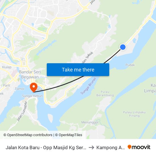 Jalan Kota Baru - Opp Masjid Kg Serdang to Kampong Ayer map