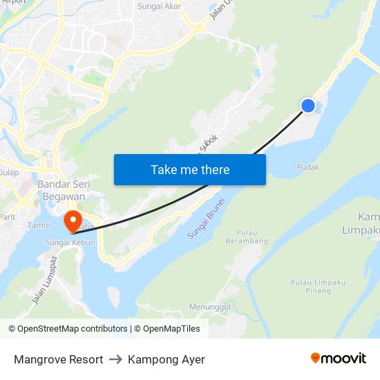 Mangrove Resort to Kampong Ayer map