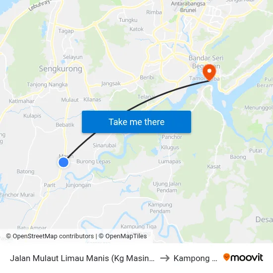 Jalan Mulaut Limau Manis (Kg Masin Spg 713) to Kampong Ayer map