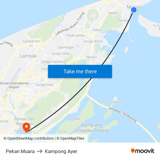 Pekan Muara to Kampong Ayer map