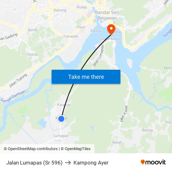 Jalan Lumapas (Sr 596) to Kampong Ayer map