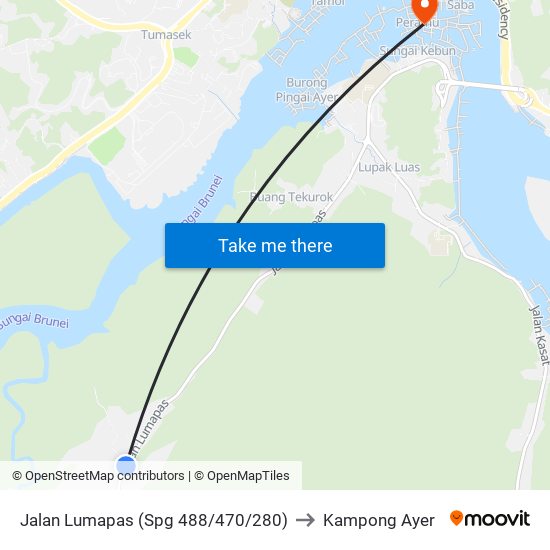 Jalan Lumapas (Spg 488/470/280) to Kampong Ayer map