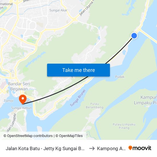 Jalan Kota Batu - Jetty Kg Sungai Belukut to Kampong Ayer map