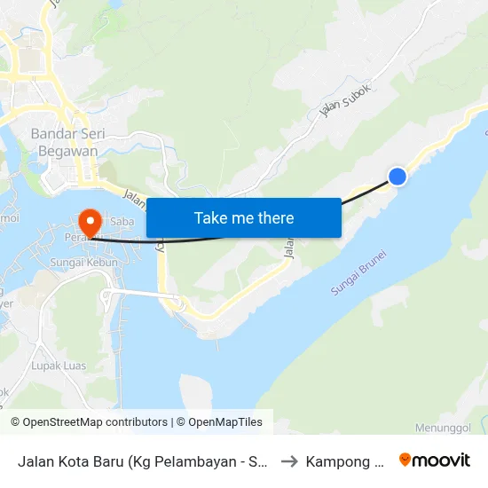 Jalan Kota Baru (Kg Pelambayan - Spg 489) to Kampong Ayer map
