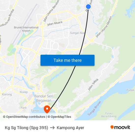 Kg Sg Tilong (Spg 395) to Kampong Ayer map