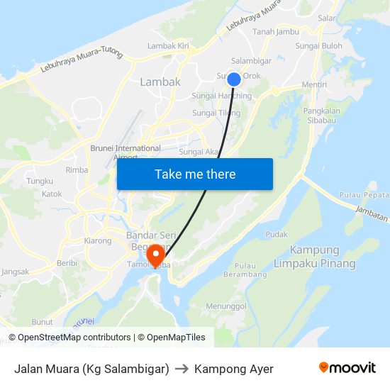 Jalan Muara (Kg Salambigar) to Kampong Ayer map