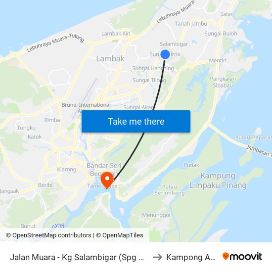 Jalan Muara - Kg  Salambigar (Spg 638) to Kampong Ayer map