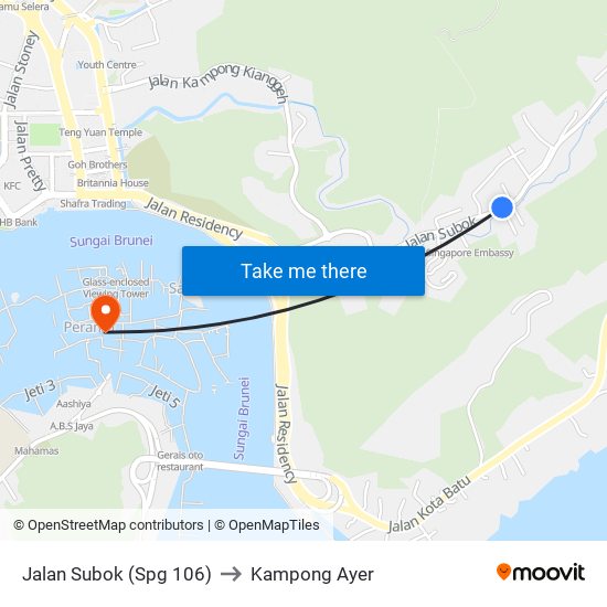 Jalan Subok (Spg 106) to Kampong Ayer map