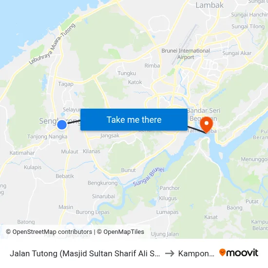 Jalan Tutong (Masjid Sultan Sharif Ali Sengkurong@Masjid) to Kampong Ayer map