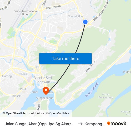 Jalan Sungai Akar (Opp Jpd Sg Akar/Ghurka Camp) to Kampong Ayer map