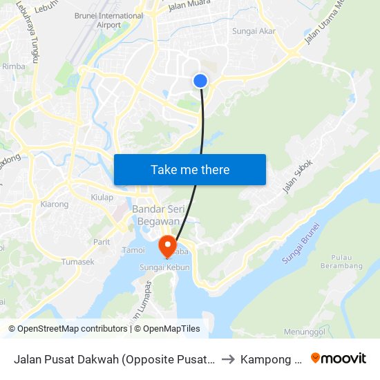 Jalan Pusat Dakwah (Opposite Pusat Dakwah) to Kampong Ayer map