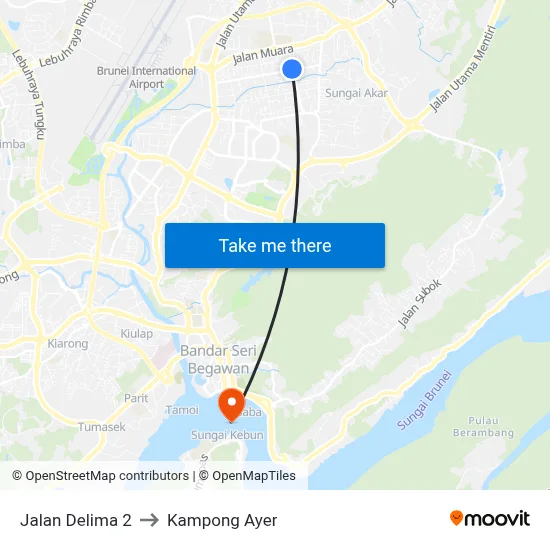 Jalan Delima 2 to Kampong Ayer map