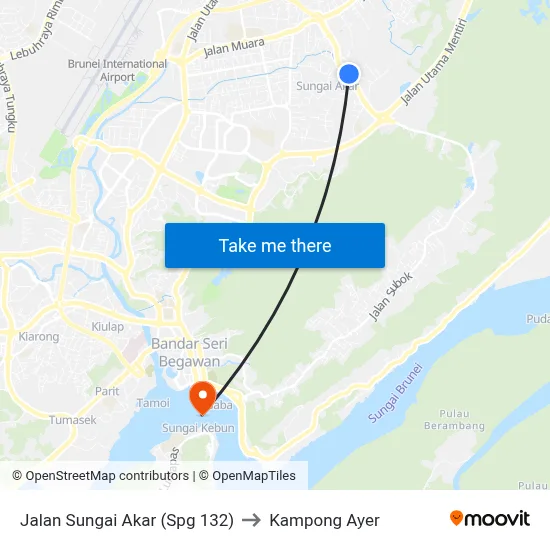 Jalan Sungai Akar (Spg 132) to Kampong Ayer map