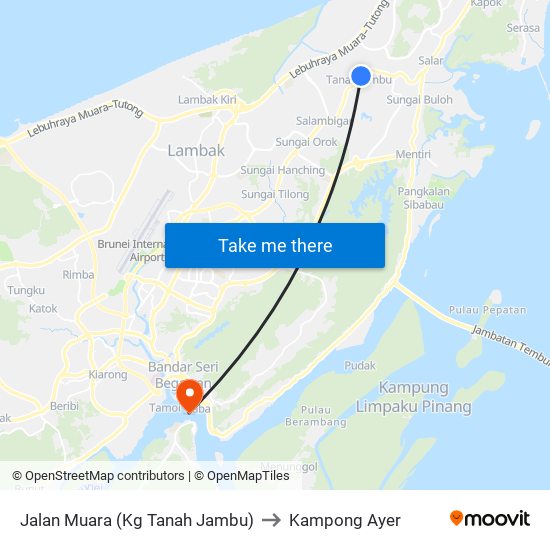 Jalan Muara (Kg Tanah Jambu) to Kampong Ayer map