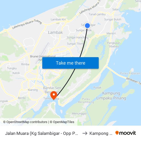 Jalan Muara (Kg Salambigar - Opp Post Office) to Kampong Ayer map