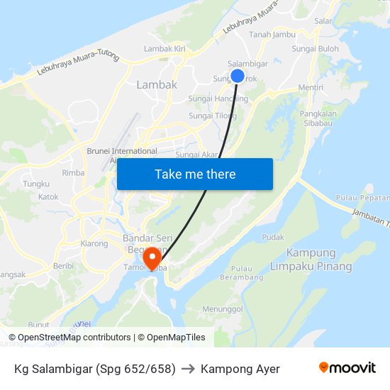 Kg Salambigar (Spg 652/658) to Kampong Ayer map