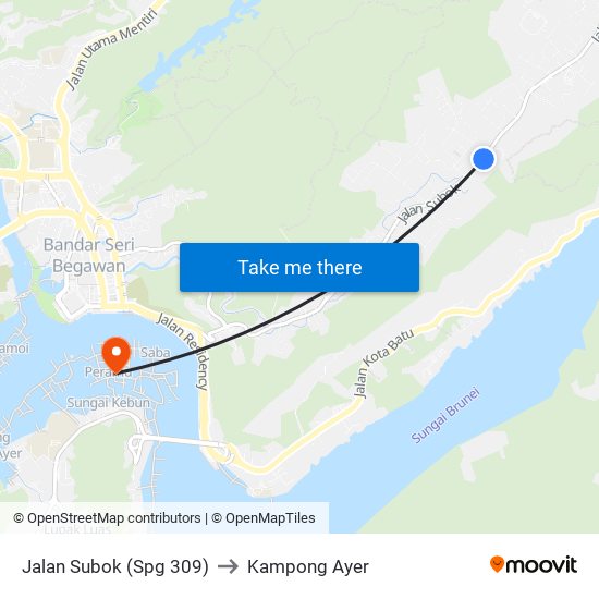 Jalan Subok (Spg 309) to Kampong Ayer map