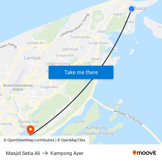 Masjid Setia Ali to Kampong Ayer map