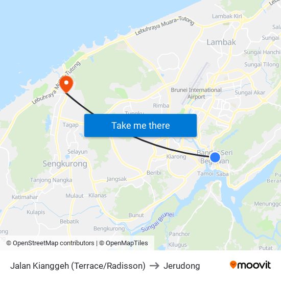 Jalan Kianggeh (Terrace/Radisson) to Jerudong map