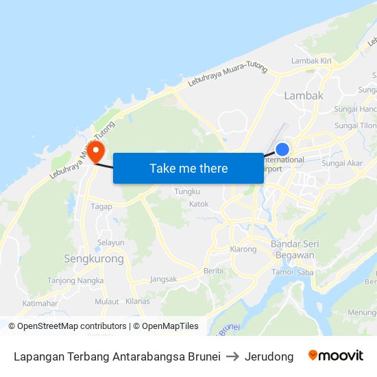 Lapangan Terbang Antarabangsa Brunei to Jerudong map